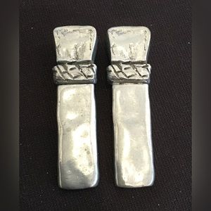 Long rectangle and Square clip-on Earring by Joanne Cooper